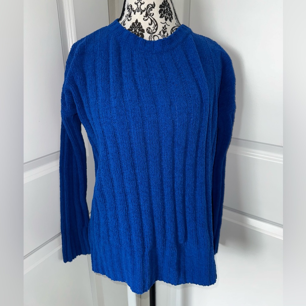 Y2K Blue Ribbed Women's Sweater
